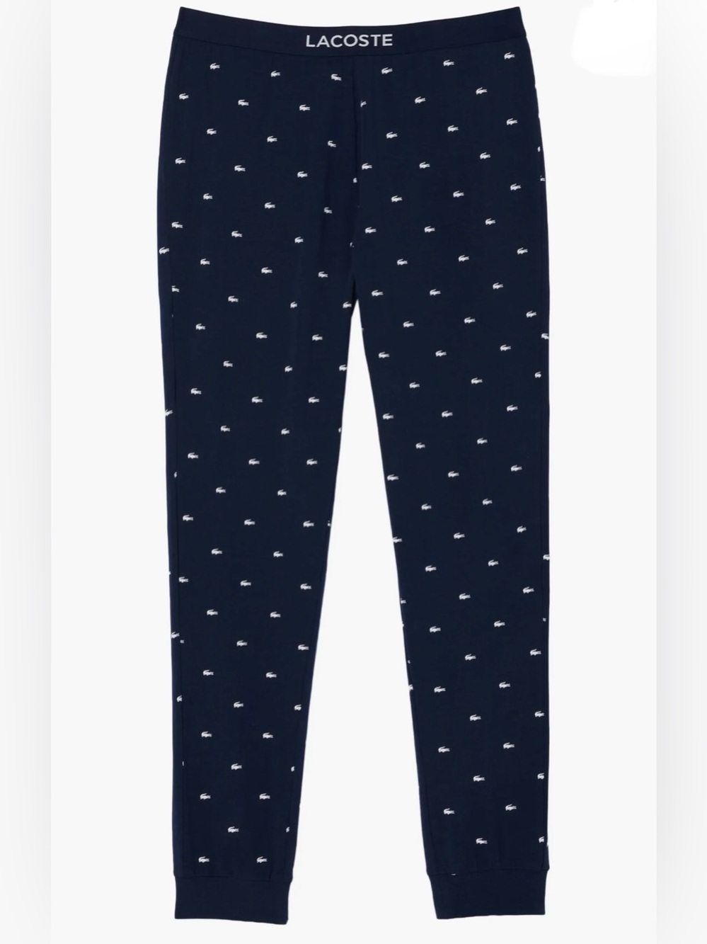 Lacoste Logo Crocodile Motif Print Cotton Pajama Pants, Color: Navy, Size: M